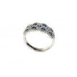 1.04 Cts. 18K White Gold 13 Blue Sapphire Stones Ring